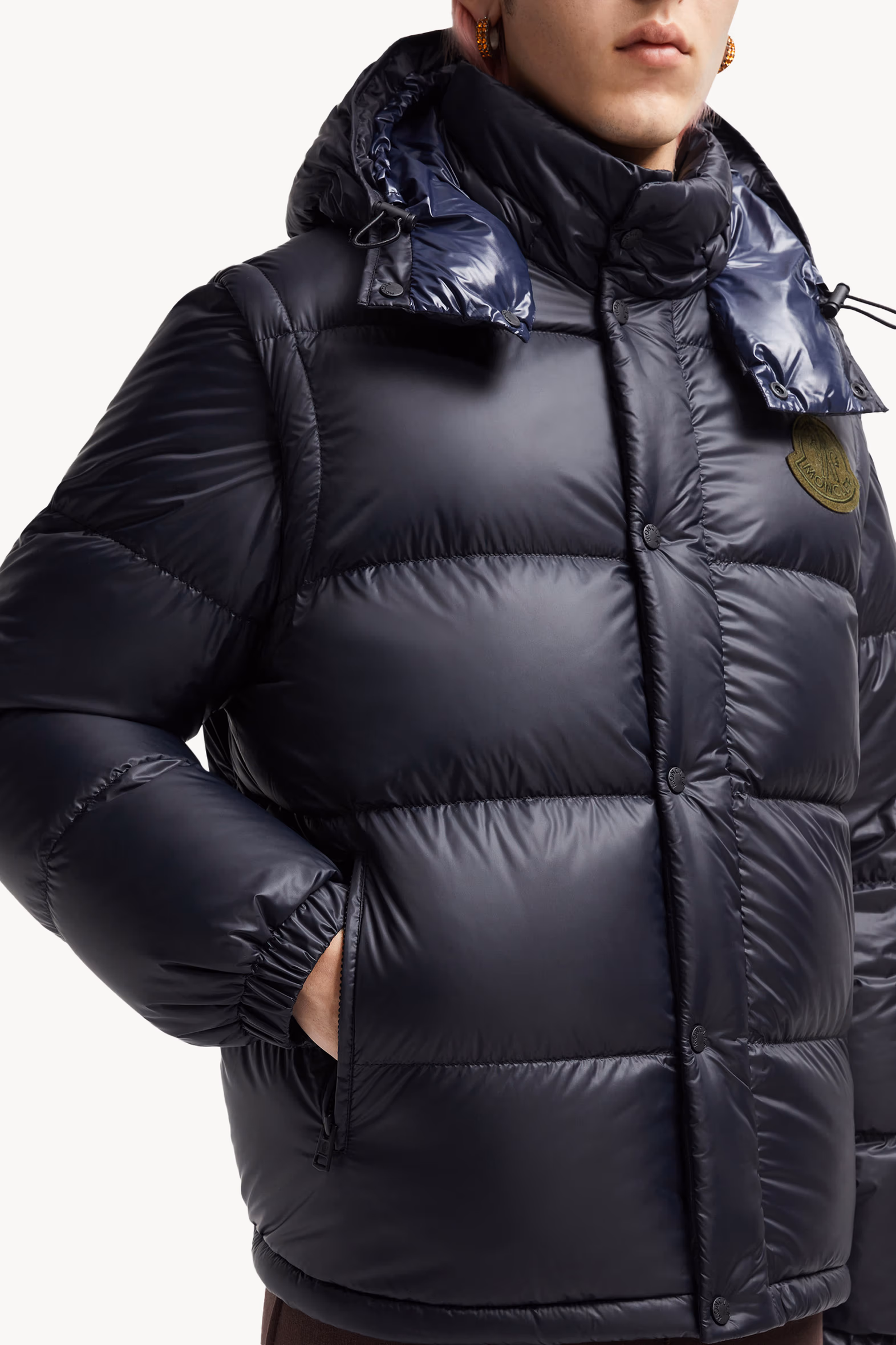 Doudoune courte 2-en-1 Cyclone à capuche Hommes Bleu foncé Moncler 6